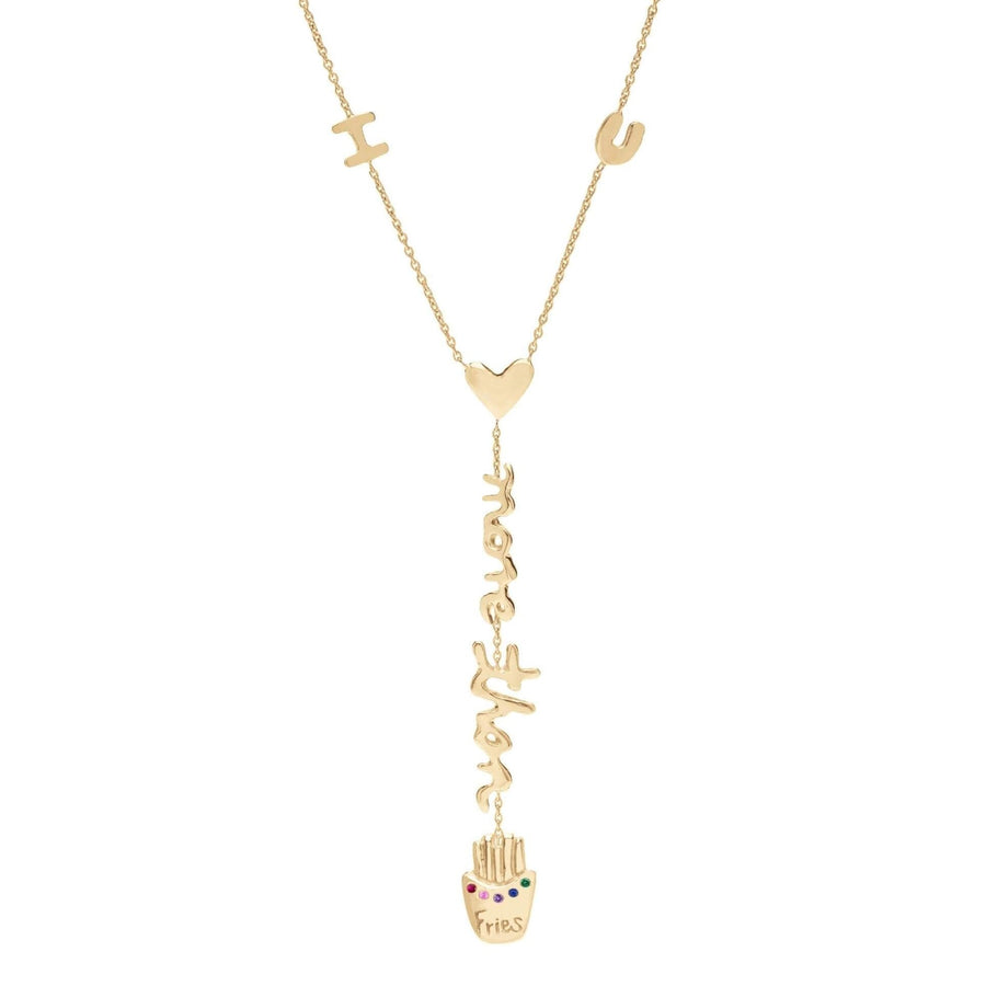 Ale Weston 14k Yellow Gold  I Love You More Than Fries Necklace Rainbow Style